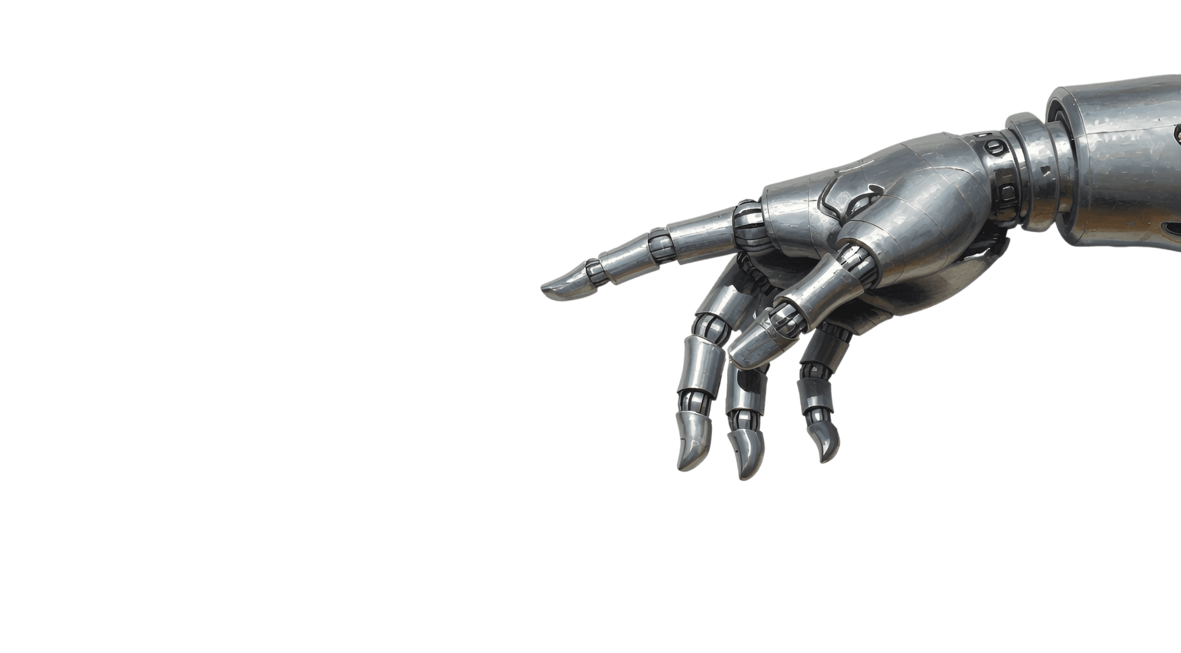 A robotic hand reaching outward